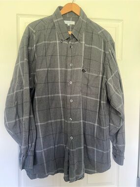 Alex Cannon Men’s Gray Plaid Button-Down Shirt- XL